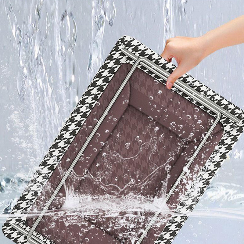 Houndstooth Clothes Storage Basket With Handles Steel Frame Durable Reusable Box