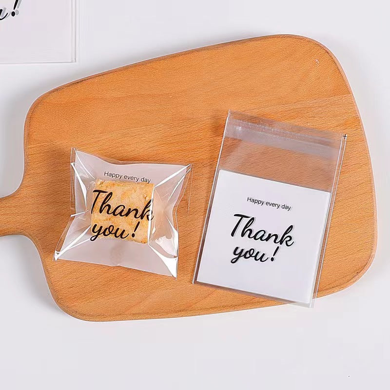 100pcs Thank You Self-sealing Gift Bags for Cookies and Candy