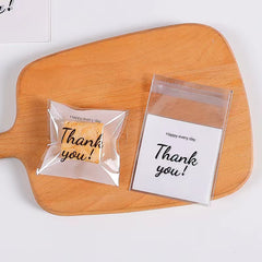 100pcs Thank You Self-sealing Gift Bags for Cookies and Candy