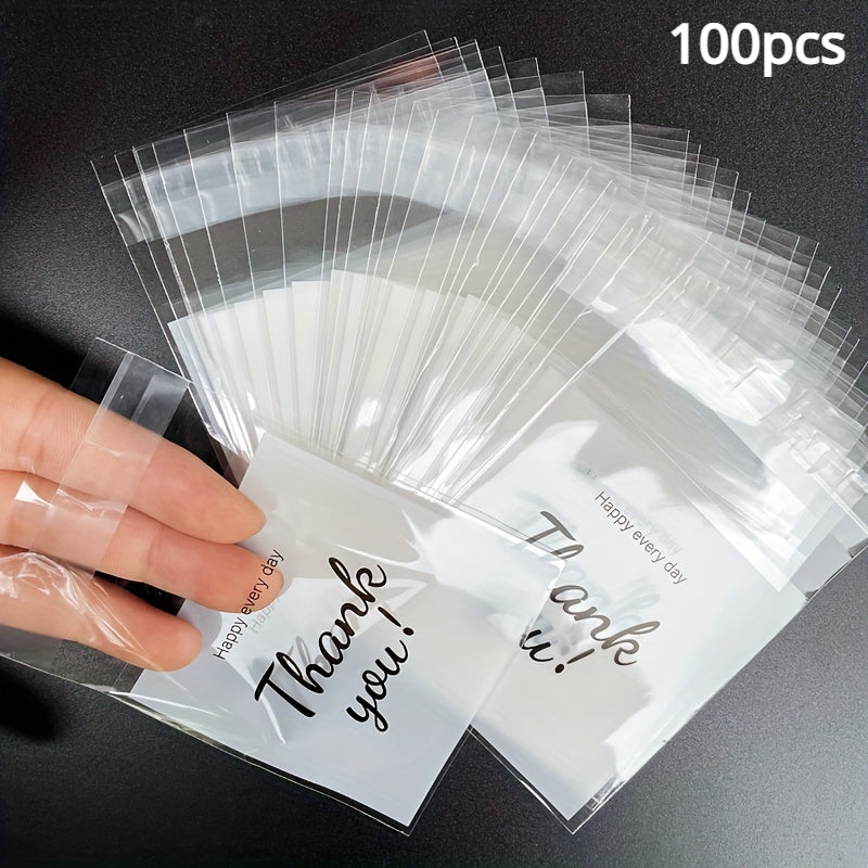 100pcs Thank You Self-sealing Gift Bags for Cookies and Candy