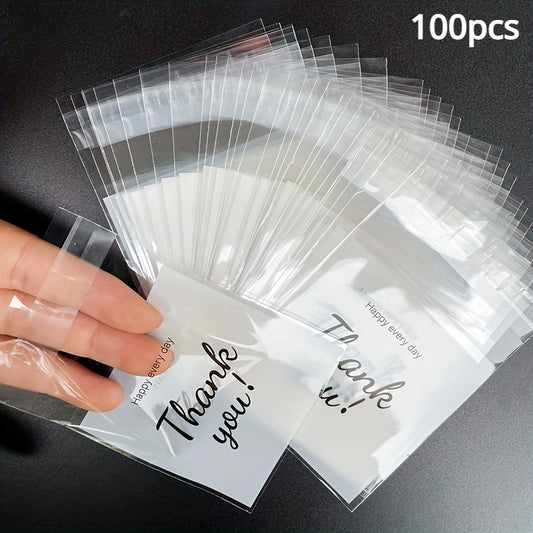 100pcs Thank You Self-sealing Gift Bags for Cookies and Candy