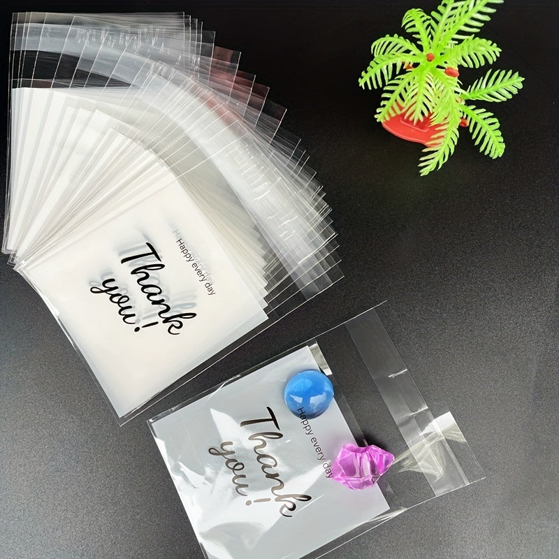 100pcs Thank You Self-sealing Gift Bags for Cookies and Candy