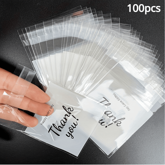 100pcs Thank You Self-sealing Gift Bags for Cookies and Candy