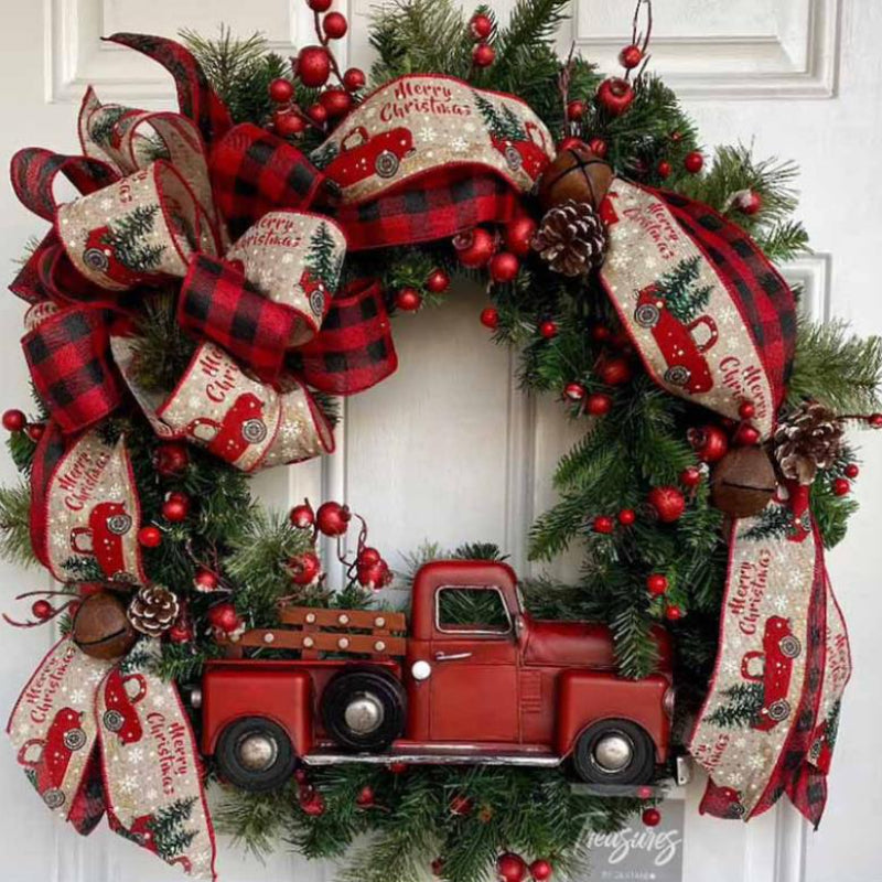Christmas Wreath Red Truck Decoration Large Door Front Wreath Door Hanging