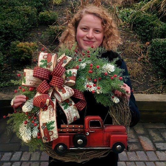 Christmas Wreath Red Truck Decoration Large Door Front Wreath Door Hanging