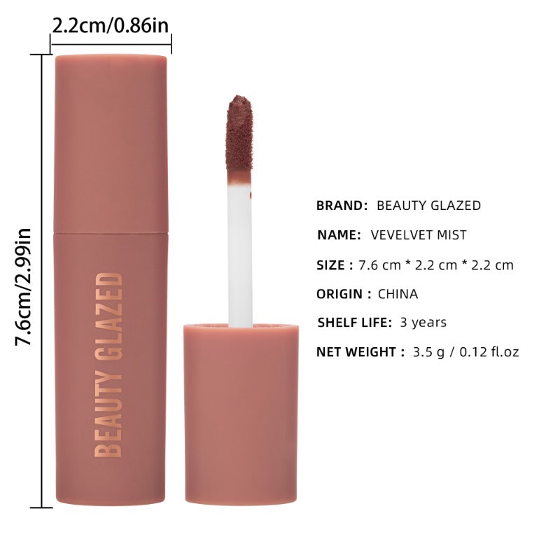 Waterproof Matte Velvet Lip Gloss Nude Brown Caramel Long-Lasting Smooth Finish