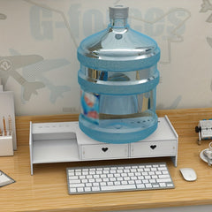 Computer Monitor Stand With Drawers Keyboard Raised Base Shelf