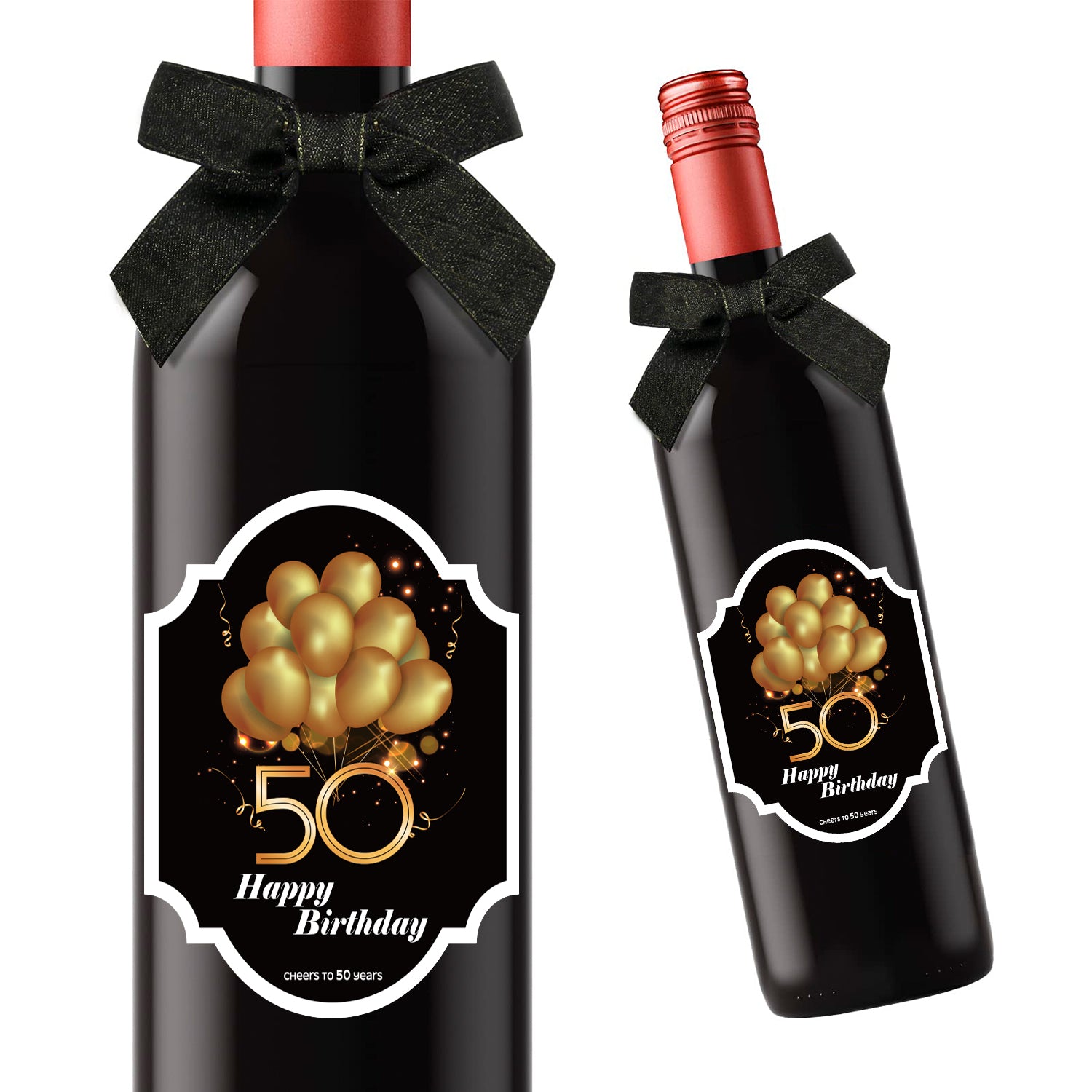 2pcs 50th Birthday Wine Bottle Stickers Self Adhesive Champagne Sparkling Decora