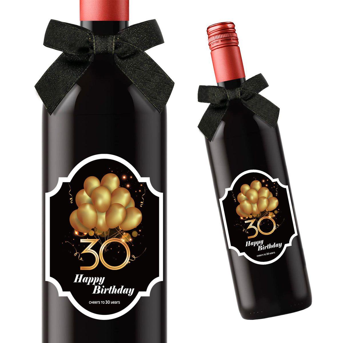 2pcs 30th Happy Birthday Bottle Label Wine Bottle Stickers Self Adhesive