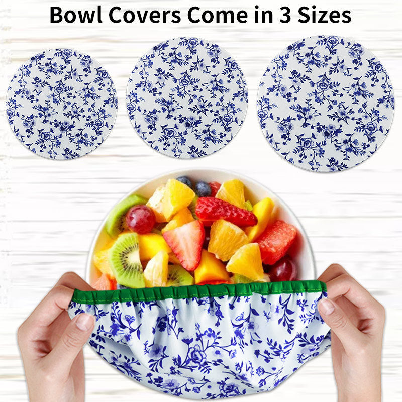 3pcs Flower Printed Food Cover Set Elastic Kitchen Refrigerator Accessories