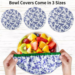 3pcs Flower Printed Food Cover Set Elastic Kitchen Refrigerator Accessories