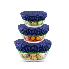3pcs Dark Geometric Pattern Food Cover Set Elastic Wrap Clings