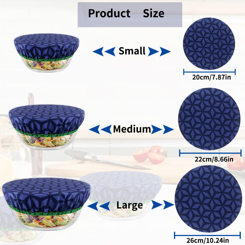 3pcs Dark Geometric Pattern Food Cover Set Elastic Wrap Clings