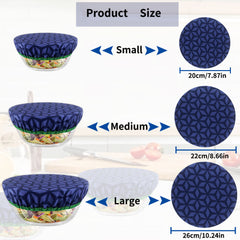 3pcs Dark Geometric Pattern Food Cover Set Elastic Wrap Clings
