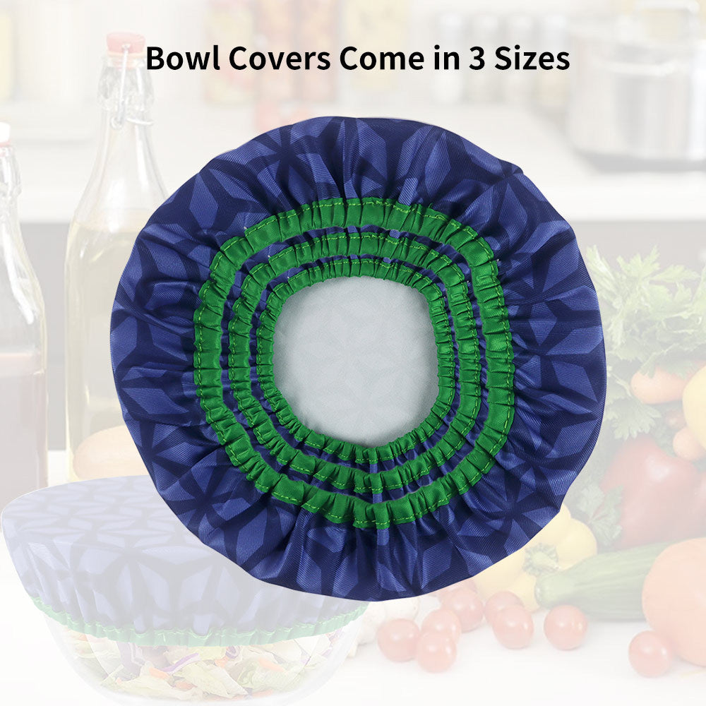 3pcs Dark Geometric Pattern Food Cover Set Elastic Wrap Clings