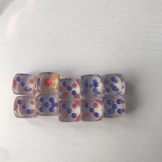 10pcs 14mm Colored Transparent Dice for Board Game Club Party