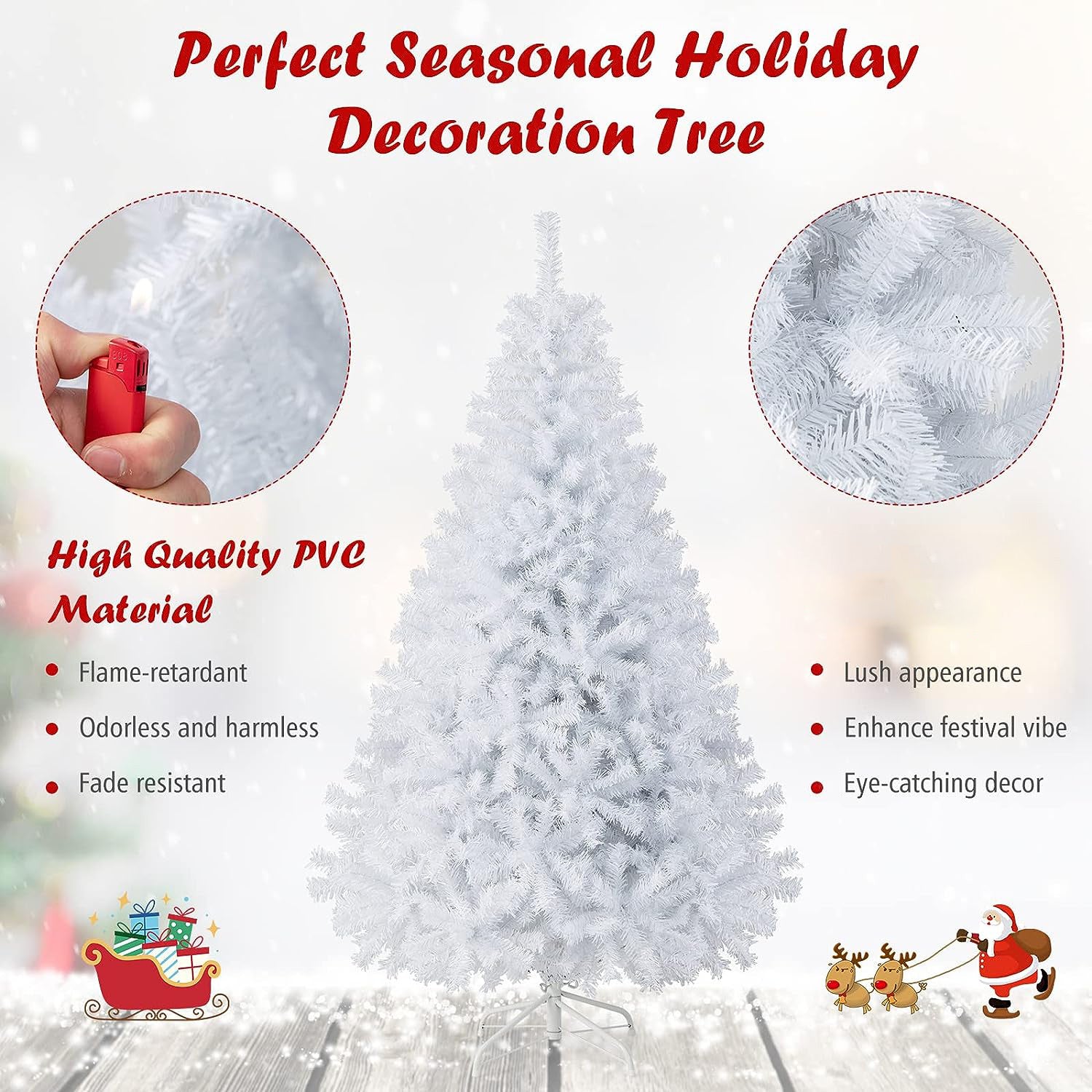 Artificial Christmas Tree with Foldable Stand for Home Office