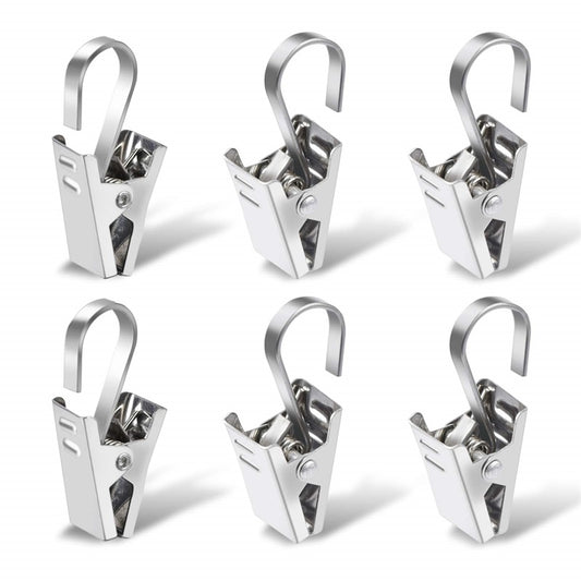 20pcs Stainless Steel Curtain Clip Multifunctional Curtain Clip With Hook