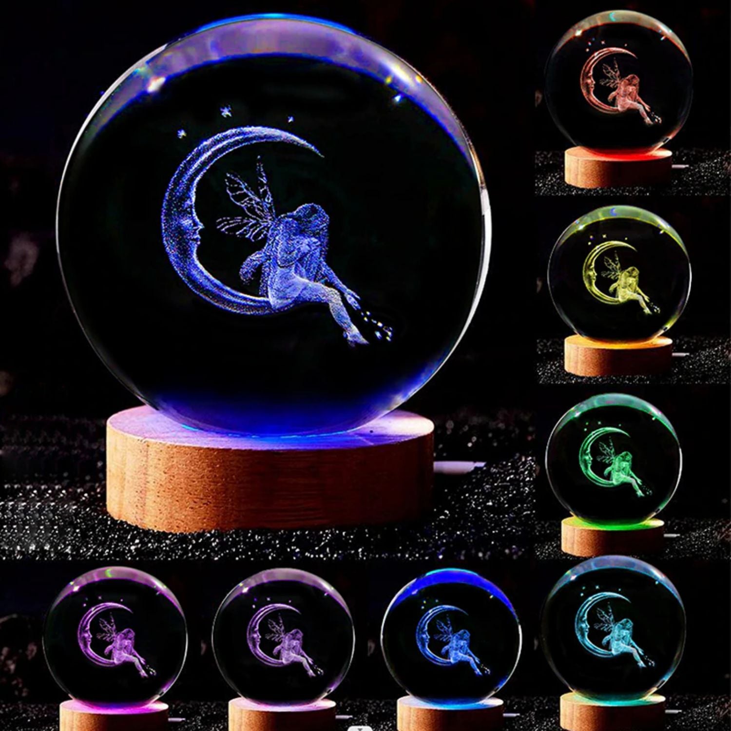 Moon & Fairy Crystal Ball Night Light Gift