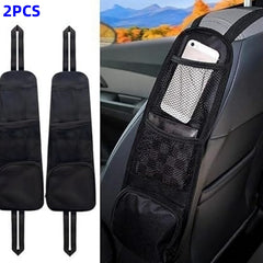 2pcs Car Seat Side Storage Bag Car Seat Organizer Hanging Mesh Pocket Storage