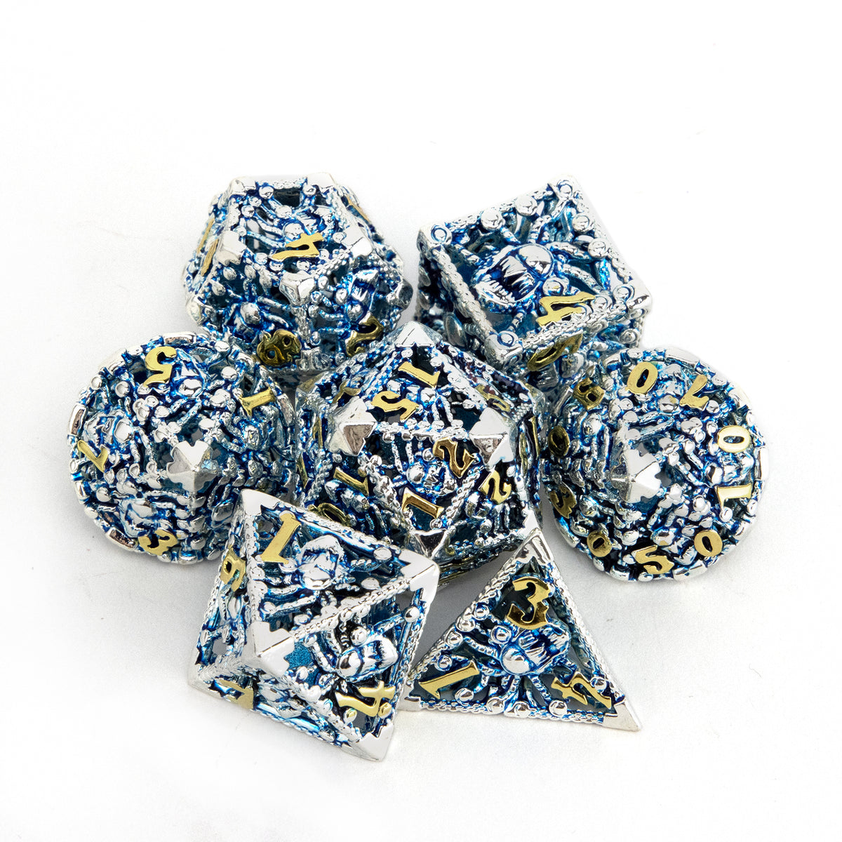7pcs Silvery Octopus Metal Polyhedral Dice Set for RPG Board Game