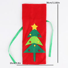 3pcs Christmas Red Wine Bag Xmas Decoration Gift Bottle Cover Table Deco