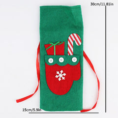 3pcs Christmas Red Wine Bag Xmas Decoration Gift Bottle Cover Table Deco