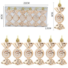 6pcs Electroplated Painted Candy Christmas Tree Pendant