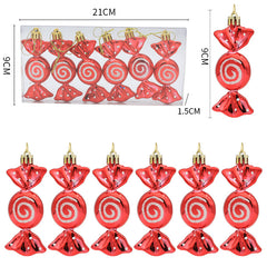 6pcs Electroplated Painted Candy Christmas Tree Pendant