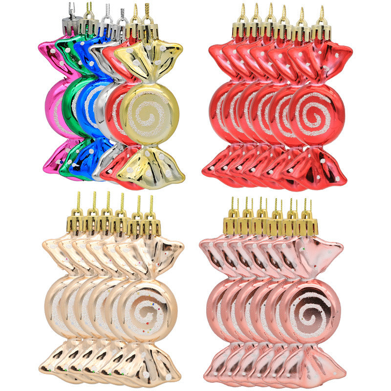 6pcs Electroplated Painted Candy Christmas Tree Pendant