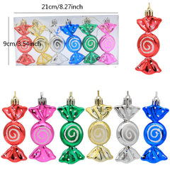 6pcs Electroplated Painted Candy Christmas Tree Pendant