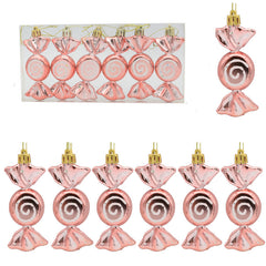 6pcs Electroplated Painted Candy Christmas Tree Pendant