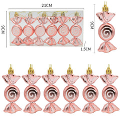 6pcs Electroplated Painted Candy Christmas Tree Pendant