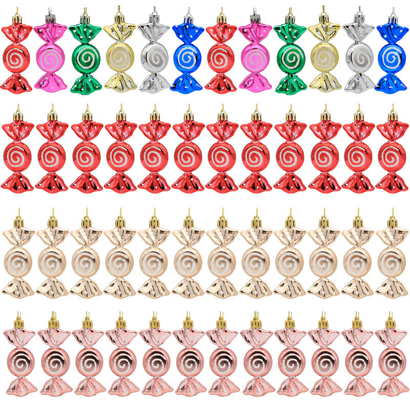 6pcs Electroplated Painted Candy Christmas Tree Pendant