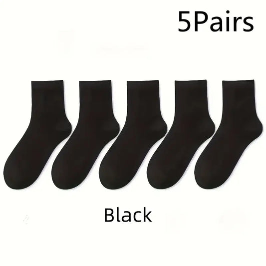Men's Solid Crew Socks Comfortable Breathable Casual Socks