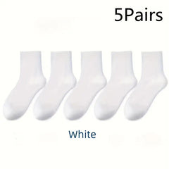Men's Solid Crew Socks Comfortable Breathable Casual Socks