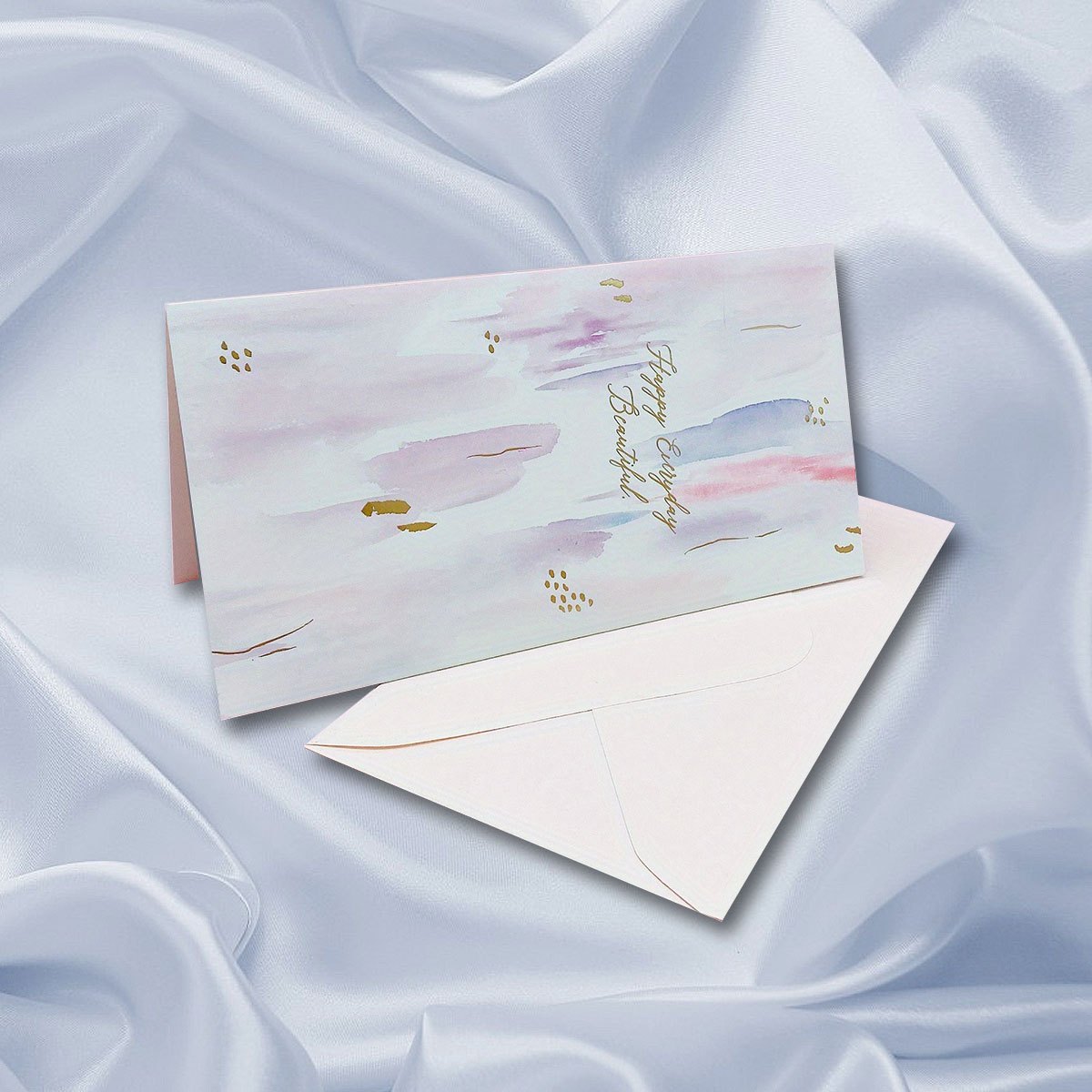 1pc Purple Flowers Greeting Cards For Women