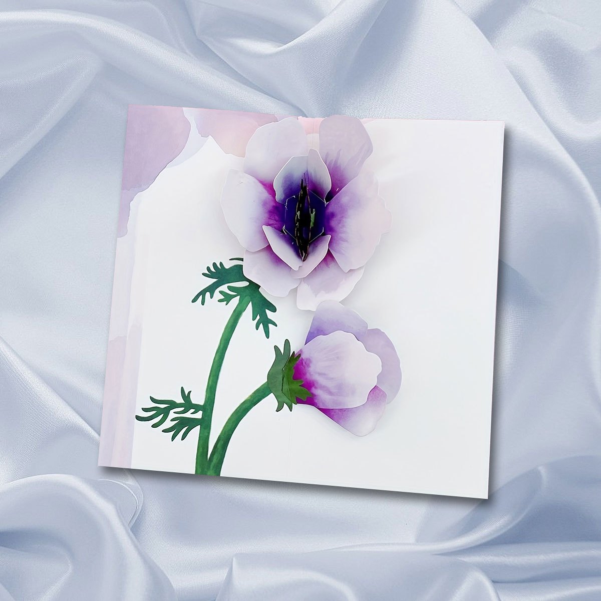 1pc Purple Flowers Greeting Cards For Women