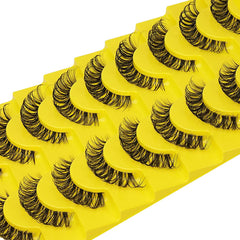 10 Pairs Faux Mink 3D Curly False Eyelashes Natural Thick Volume Lashes