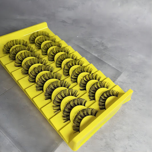 10 Pairs Faux Mink 3D Curly False Eyelashes Natural Thick Volume Lashes