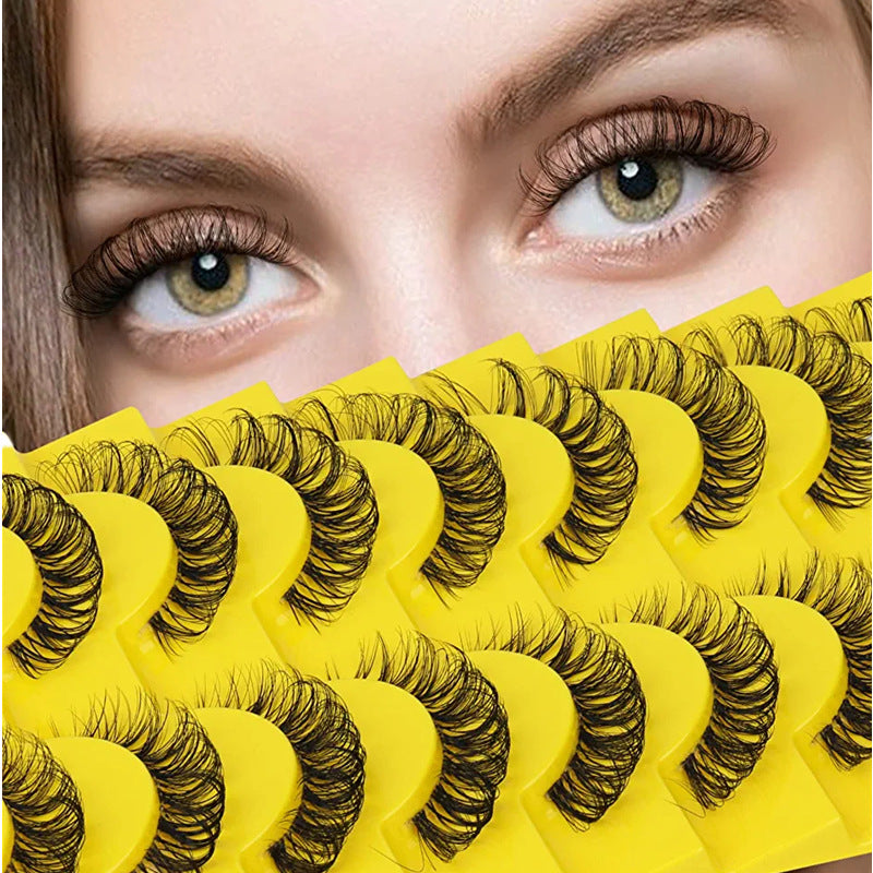 10 Pairs Faux Mink 3D Curly False Eyelashes Natural Thick Volume Lashes