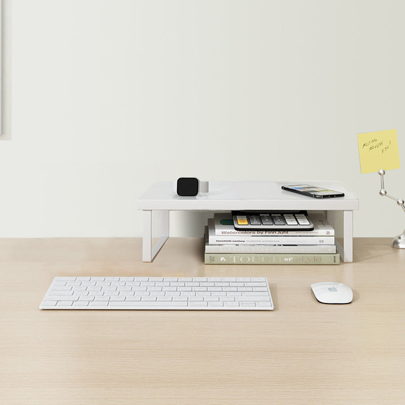 Wooden Monitor Stand for Computer Desk with Folding Storage Table