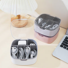 Desktop Covered Data Cable Storage Box Plastic Power Cord Storage Box