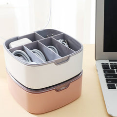 Desktop Covered Data Cable Storage Box Plastic Power Cord Storage Box