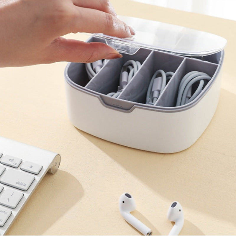Desktop Covered Data Cable Storage Box Plastic Power Cord Storage Box