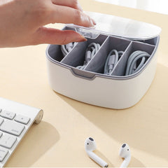 Desktop Covered Data Cable Storage Box Plastic Power Cord Storage Box