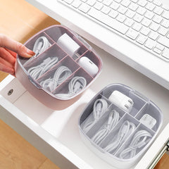 Desktop Covered Data Cable Storage Box Plastic Power Cord Storage Box