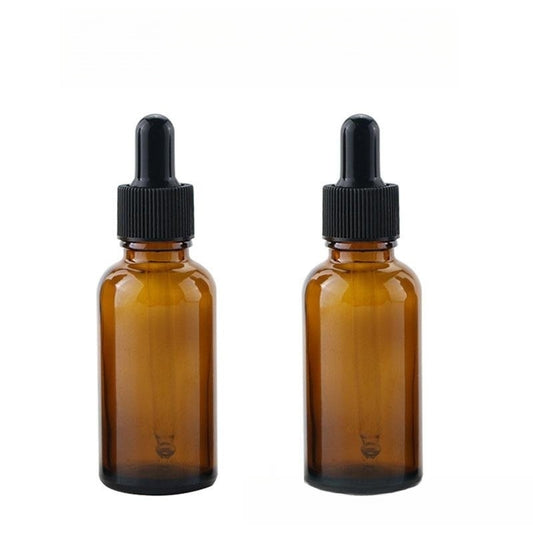 2pcs 1oz Amber Glass Dropper Bottles 30mL with Tapered Glass Droppers