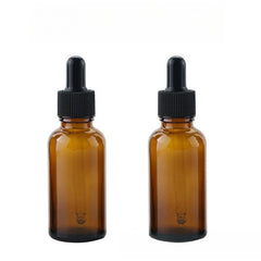 2pcs 1oz Amber Glass Dropper Bottles 30mL with Tapered Glass Droppers