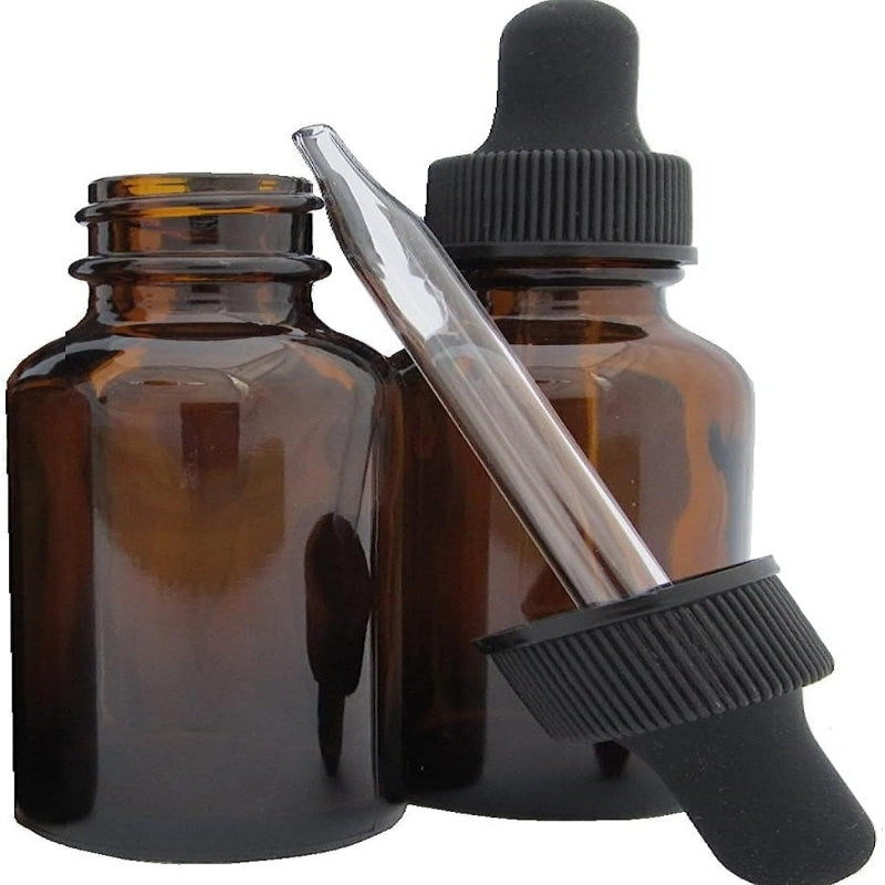 2pcs 1oz Amber Glass Dropper Bottles 30mL with Tapered Glass Droppers